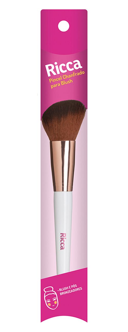 Pincel Chanfrado para Blush Rose Gold Ricca