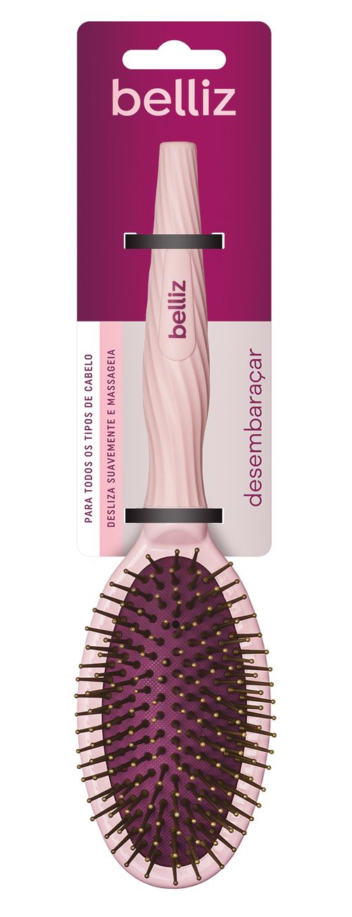 Escova Madeira Pink Cassis Oval Belliz