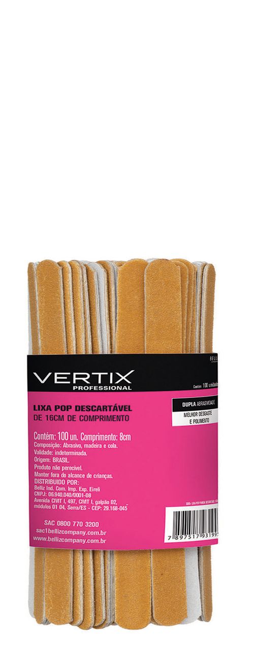 Lixa Pop Parda Descartável 16Cm Vertix