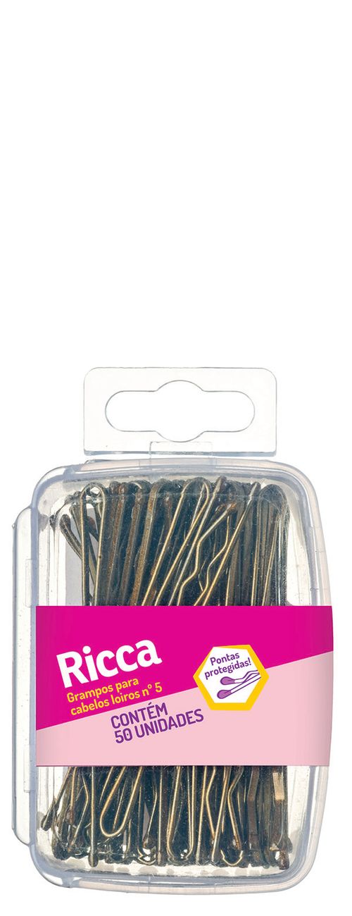 Grampo Para Cabelo Nº5 Loiro Caixa Pvc Ricca 50un