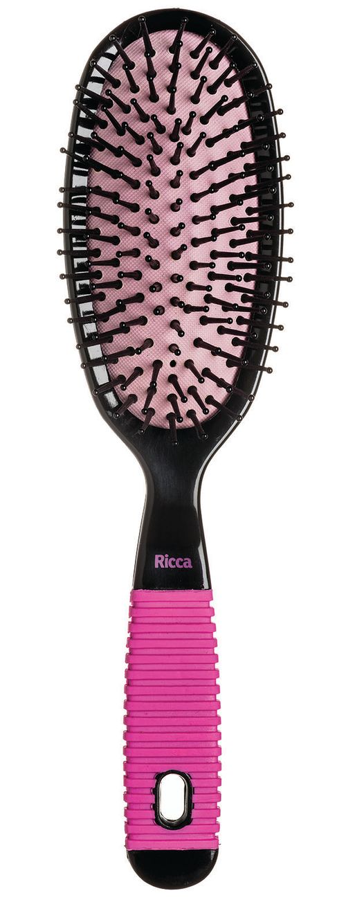 Escova Oval Gde Black & Pink Ricca
