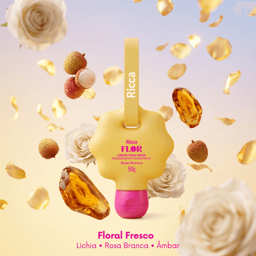 Creme para as mãos Ricca Flor Rosa Branca 50G