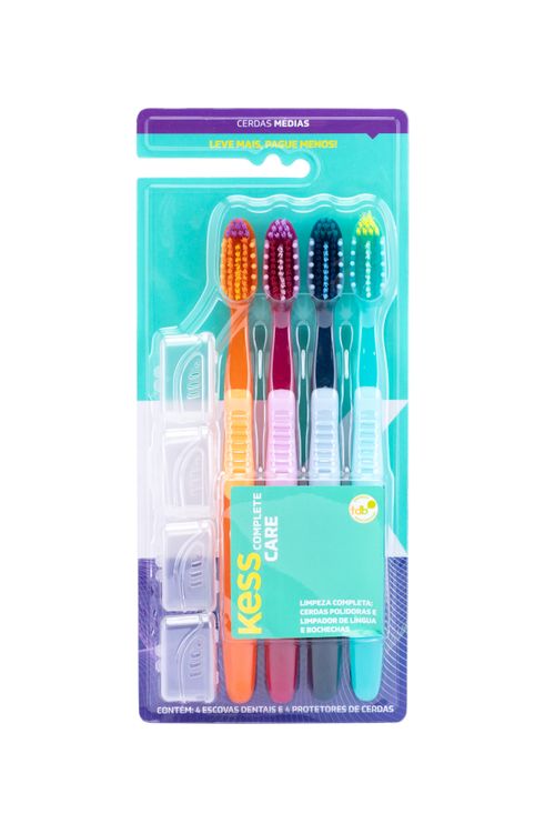 Pack Com 4 Escovas Kess Complete Care Media