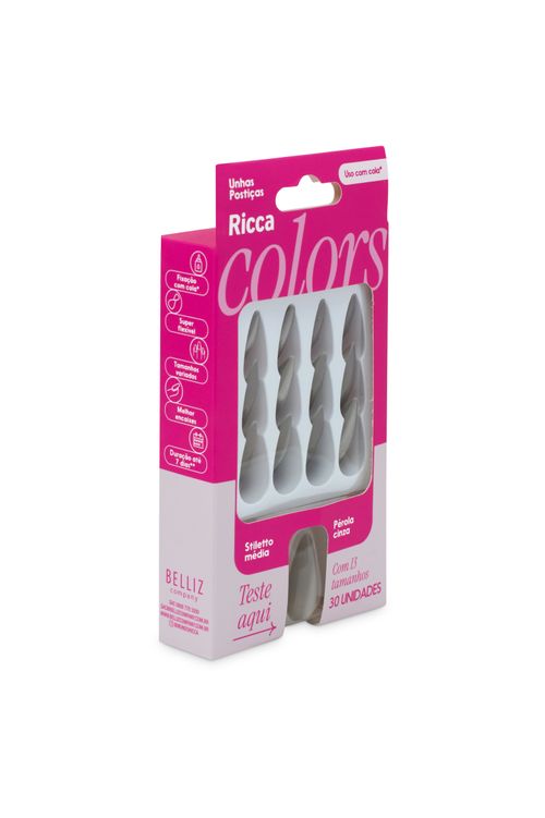 UNHAS RICCA STILETTO MÉDIA PÉROLA CINZA