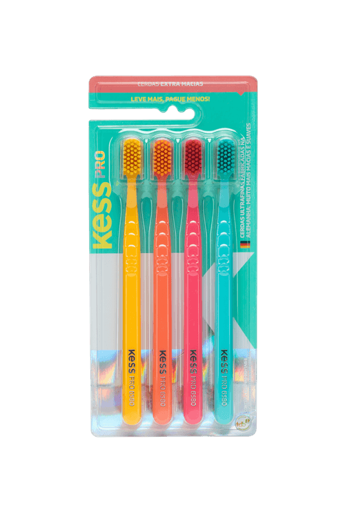 Pack Com 4 Escova Dentais Kess Pro Extra Macias Whitelicious